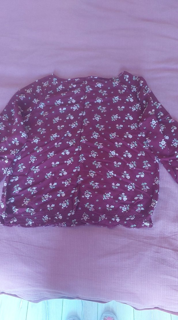 Bordo Uzun Kollu Bluz - Görsel 3