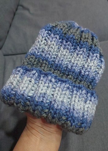 Gri Ebruli Örgü Unisex Bere - Görsel 3