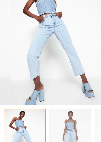 Kadın Mavi Denim Normal Kesim Midi Jean