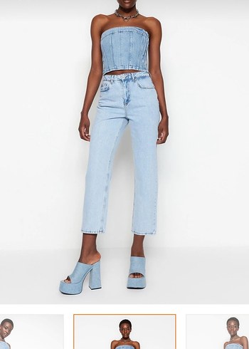 Trendyol & Milla Kadın Mavi Denim Normal Kesim Midi Jean
