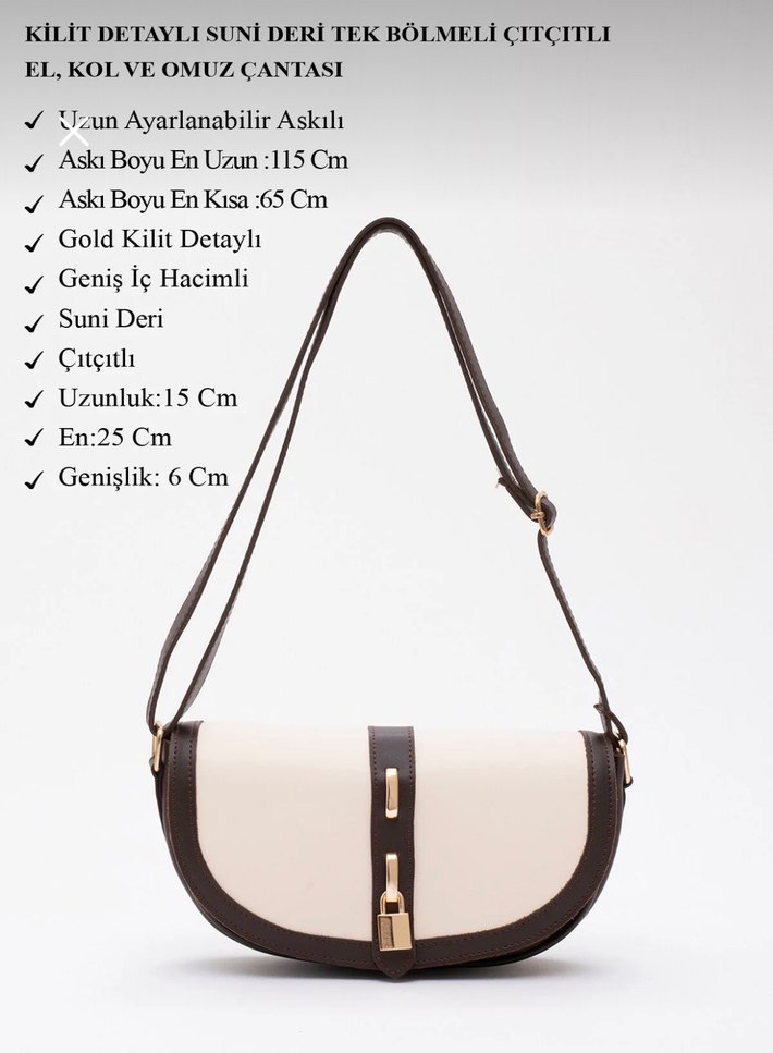 Kahveregi Deri Tokalı Kadın Çanta - Görsel 2