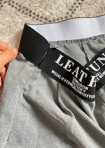 Gri Keten Geniş Kesim Kadın Pantolon - Görsel 4