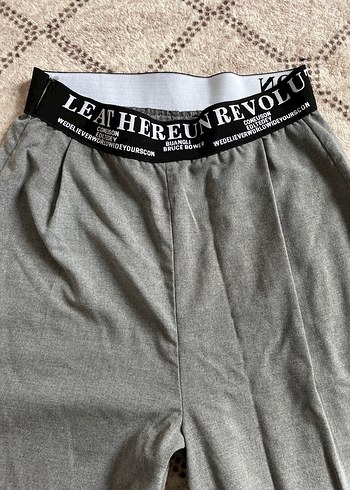 Gri Keten Geniş Kesim Kadın Pantolon - Görsel 3