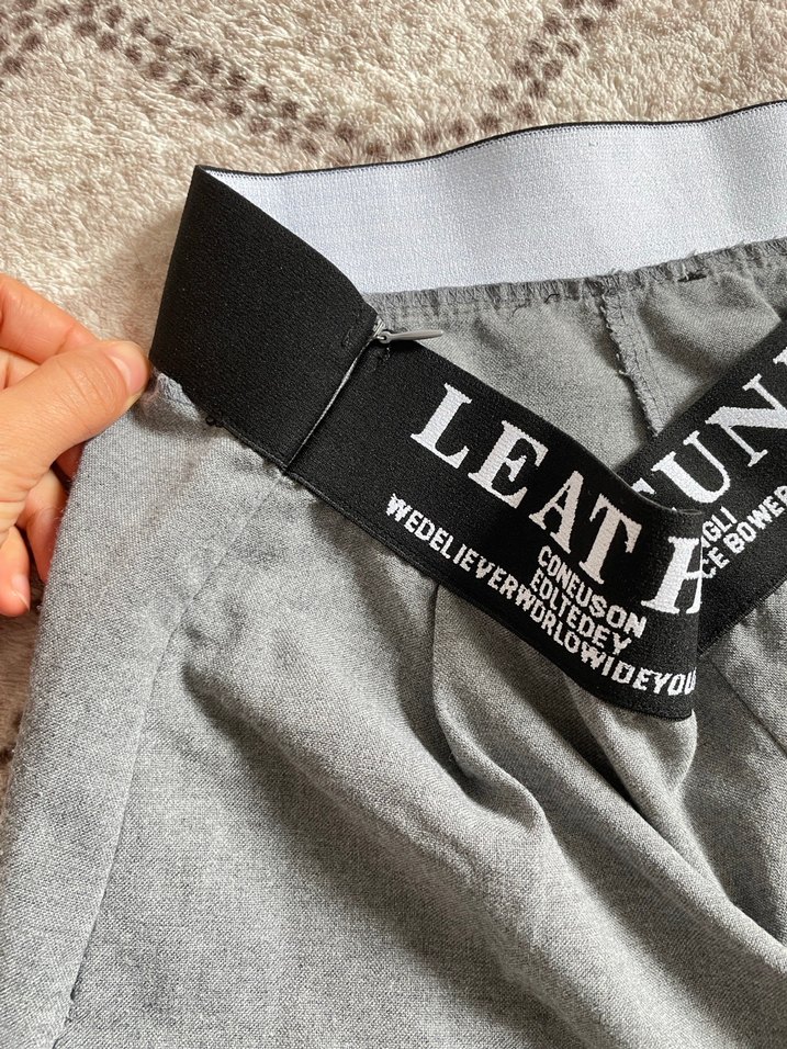 Gri Keten Geniş Kesim Kadın Pantolon - Görsel 4