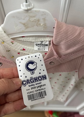 Pembe Düğmeli Uzun Kollu Bebek Kız Takımı - Görsel 3