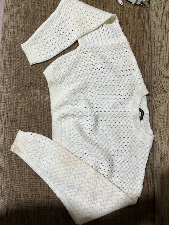 Beyaz Örgü Kadın Kazak - Görsel 2