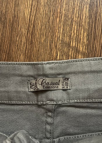36 Beden Bej Denim Mini Etek