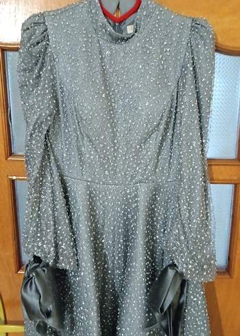 Uzun Kollu Gri Abiye Kadın Elbise #Abiye - Görsel 5