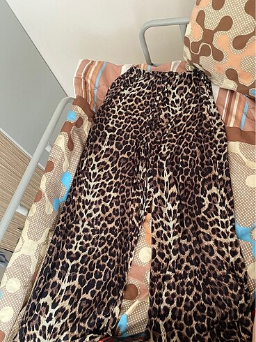 Leopar saten pantolon