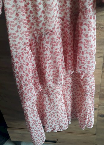 LC Waikiki Pembe Bohem Uzun Kollu Fırfırlı Elbise