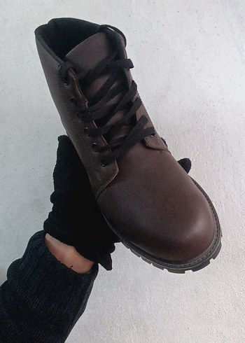 Kahverengi Deri Erkek Biker Bot - Görsel 2