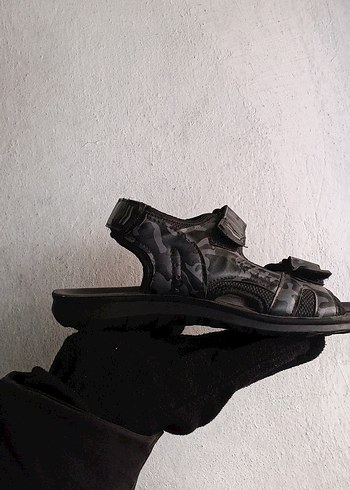 Erkek Siyah Kamuflaj Desenli Tokalı Sandalet - Görsel 2