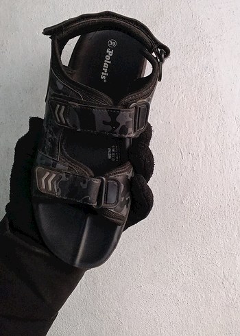 Erkek Siyah Kamuflaj Desenli Tokalı Sandalet - Görsel 4