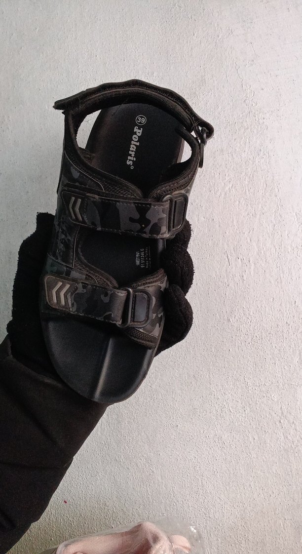 Erkek Siyah Kamuflaj Desenli Tokalı Sandalet - Görsel 4