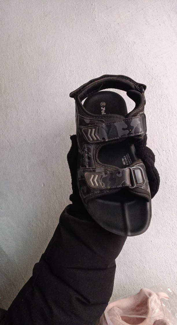 Erkek Siyah Kamuflaj Desenli Tokalı Sandalet - Görsel 3