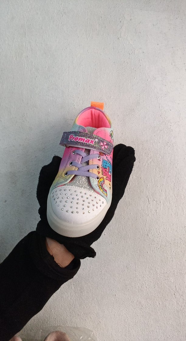 Renkli Kız Çocuk Spor Ayakkabı - Cırt Cırtlı - Görsel 2