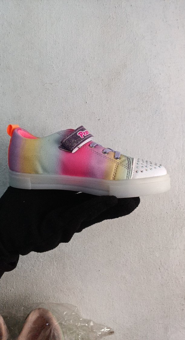 Renkli Kız Çocuk Spor Ayakkabı - Cırt Cırtlı - Görsel 3