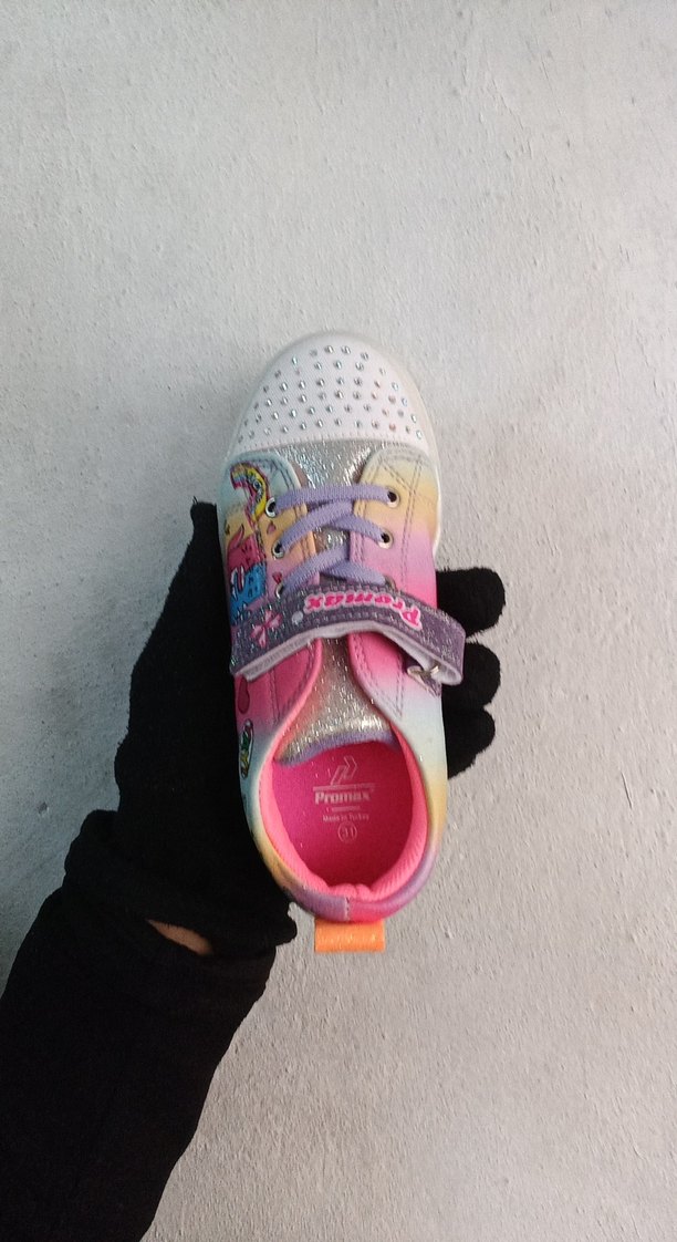 Renkli Kız Çocuk Spor Ayakkabı - Cırt Cırtlı - Görsel 4