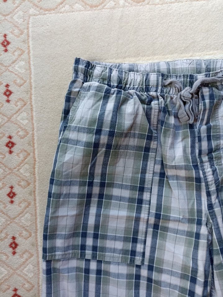 Erkek Gri Kareli 2XL Pamuklu Salaş Kumaş Eşofman Altı - Görsel 2