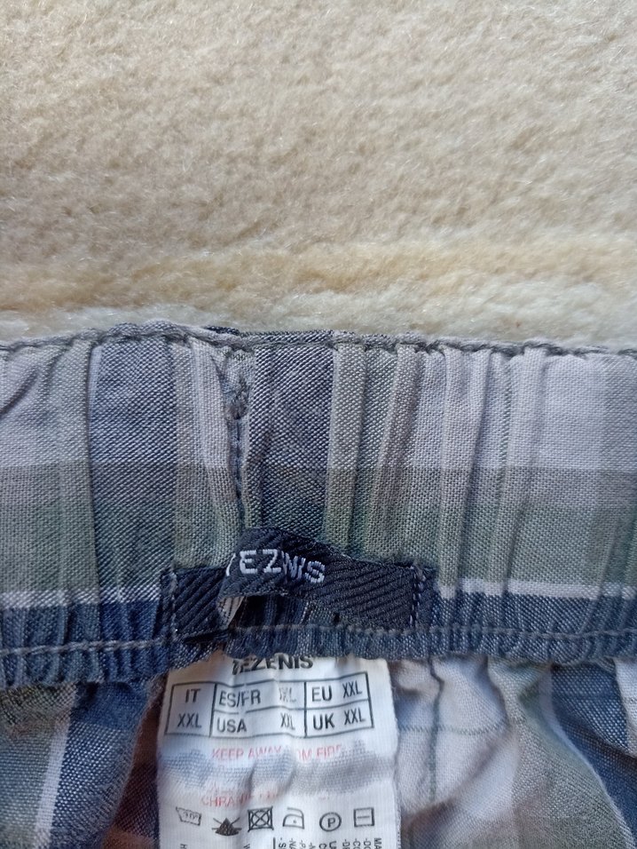 Erkek Gri Kareli 2XL Pamuklu Salaş Kumaş Eşofman Altı - Görsel 3