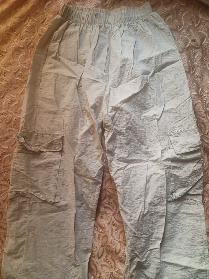 beyaz paraşüt pantolon - Görsel 2