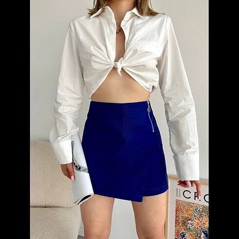 Gabardin Fermuarlı Şort Etek