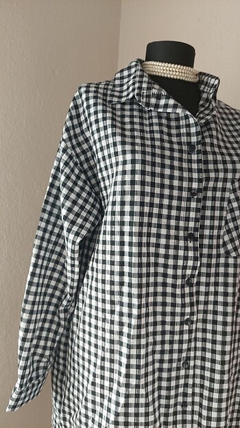 xl Beden Uzun Kareli Gömlek L,XL