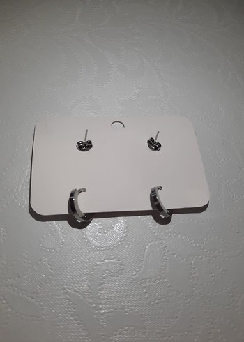 Beden gri Renk Minimalist 2 li çelik küpe