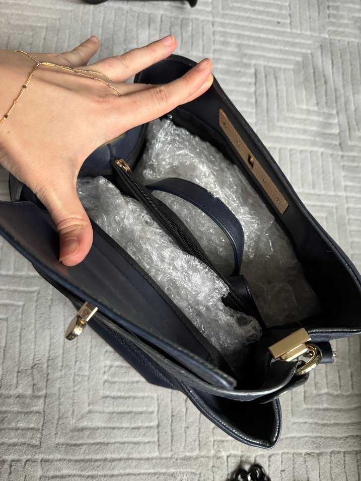 Beymen Mavi Deri Kadın Çanta - Buckle Detaylı - Görsel 3