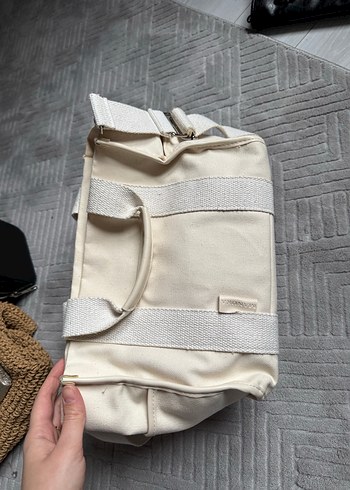 Manuka Bohem Beyaz Kumaş Kadın Çanta Fermuarlı - Görsel 2