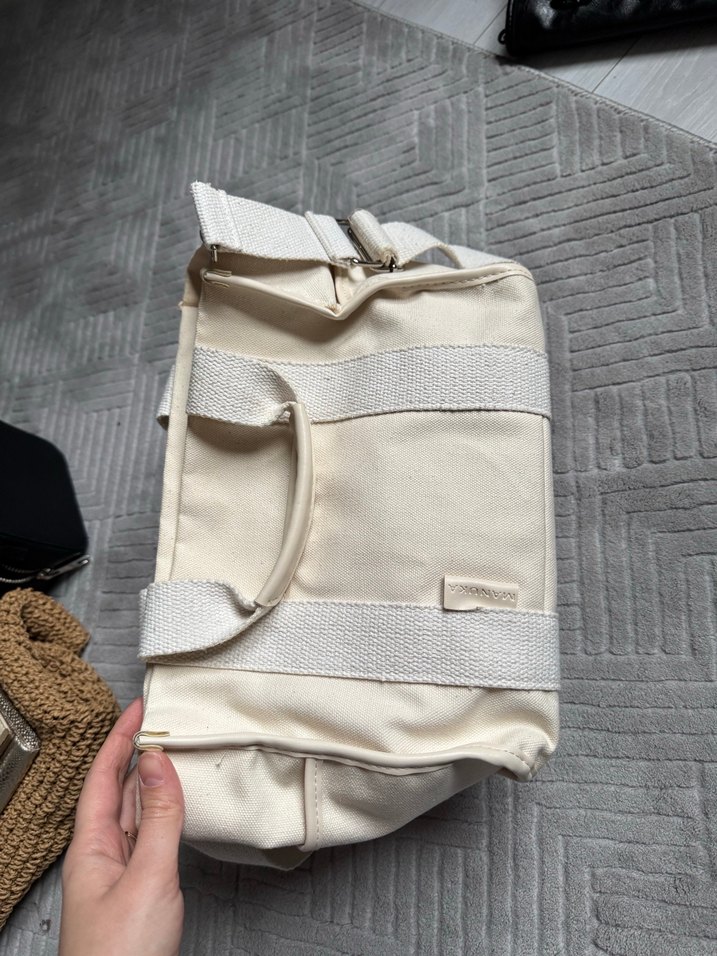 Manuka Bohem Beyaz Kumaş Kadın Çanta Fermuarlı - Görsel 2