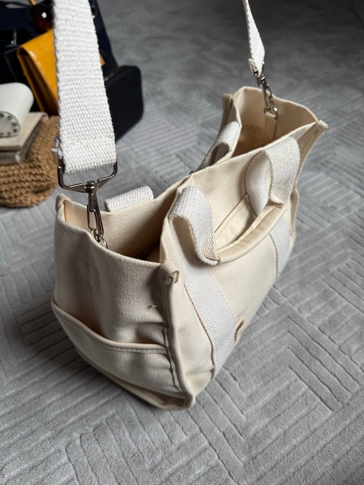 Manuka Bohem Beyaz Kumaş Kadın Çanta Fermuarlı - Görsel 4