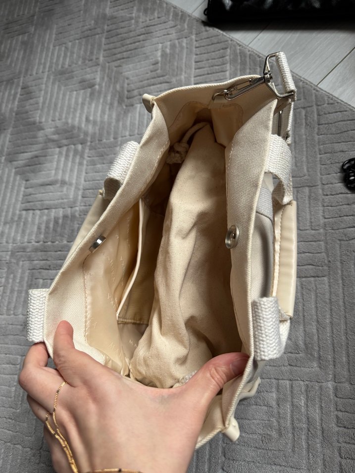 Manuka Bohem Beyaz Kumaş Kadın Çanta Fermuarlı - Görsel 3