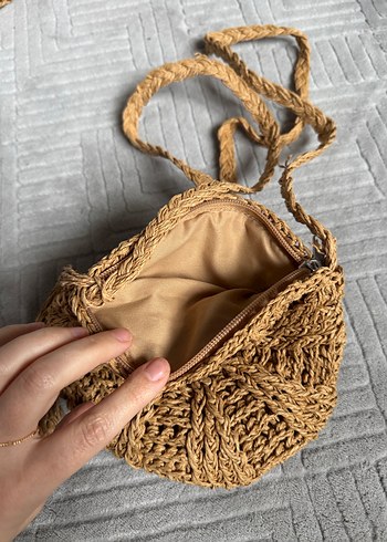 Püsküllü Bej Örgü Kadın Çapraz Çanta - Görsel 3