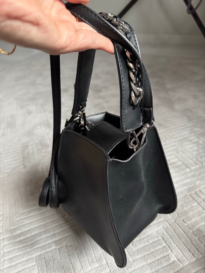 Twist Siyah Deri Goth Kadın Çanta - Görsel 2