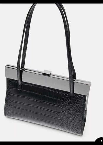 Klipsli Siyah Omuz Çantası - Görsel 4