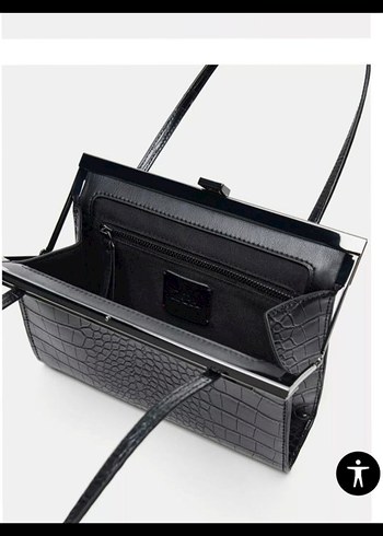Klipsli Siyah Omuz Çantası - Görsel 6