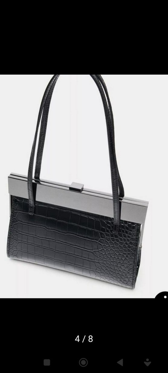 Klipsli Siyah Omuz Çantası - Görsel 4