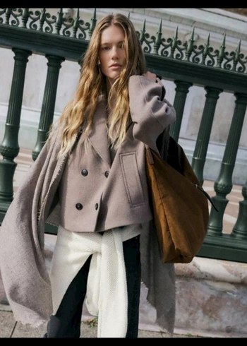 m beden vizon Kadın Kruvaze kaban - Görsel 5