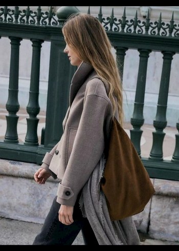 m beden vizon Kadın Kruvaze kaban - Görsel 6