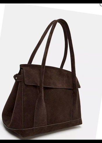 Kahverengi Süet Deri City Çanta - Görsel 4