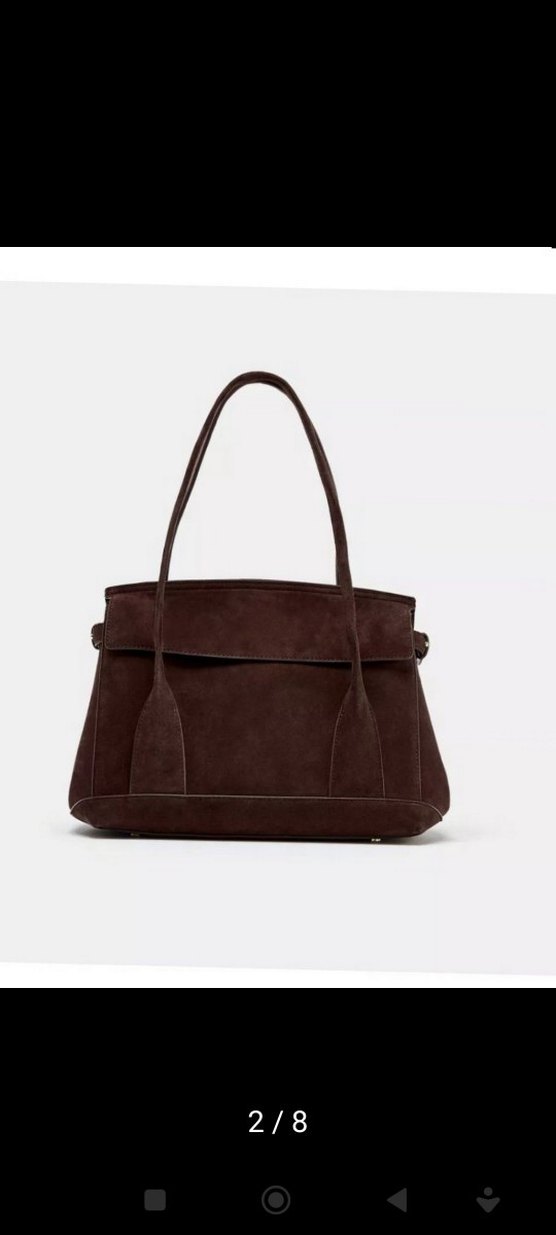 Kahverengi Süet Deri City Çanta - Görsel 2