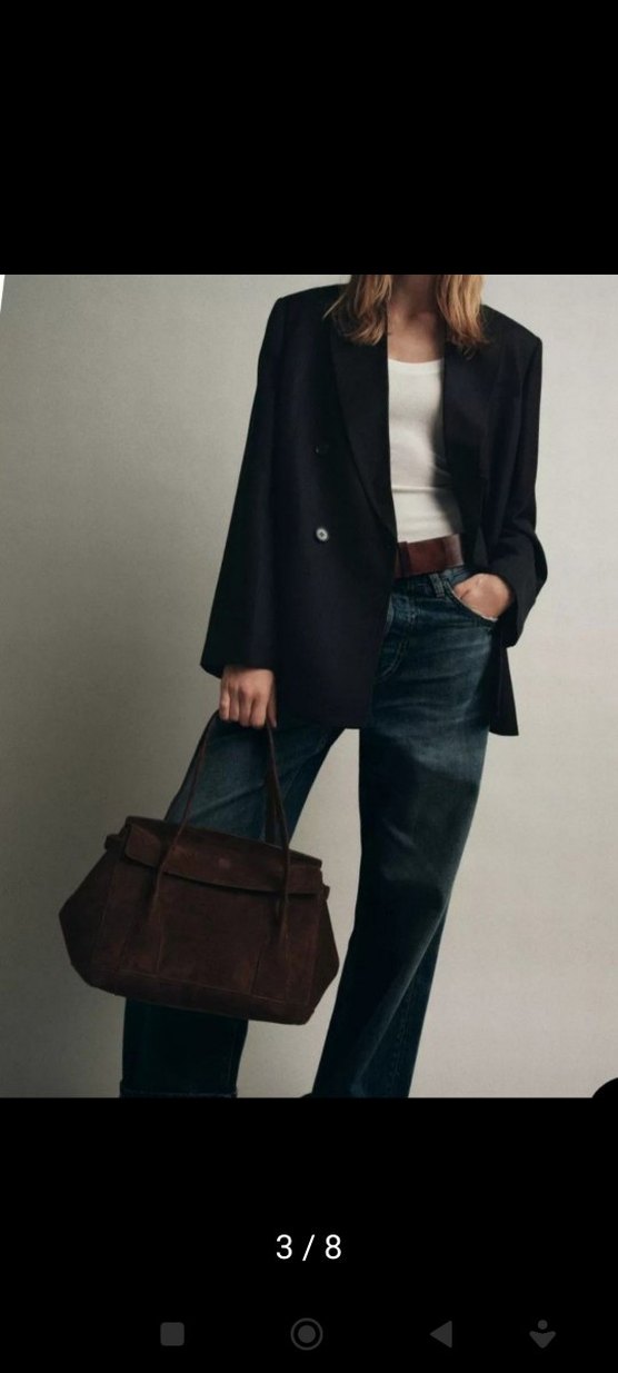 Kahverengi Süet Deri City Çanta - Görsel 3