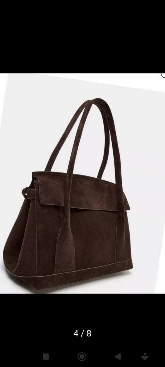 Kahverengi Süet Deri City Çanta - Görsel 4