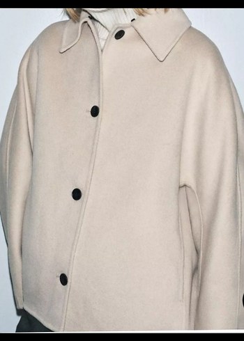 M beden Kürk Detaylı Bej Kadın Midi Kaban - Görsel 4