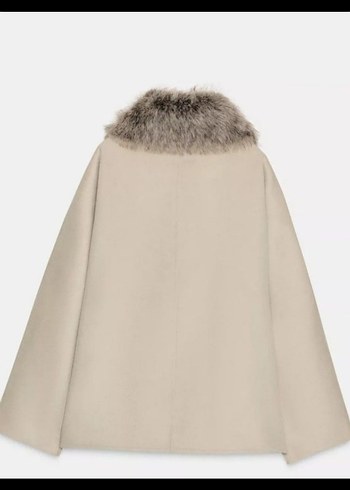 M beden Kürk Detaylı Bej Kadın Midi Kaban - Görsel 5