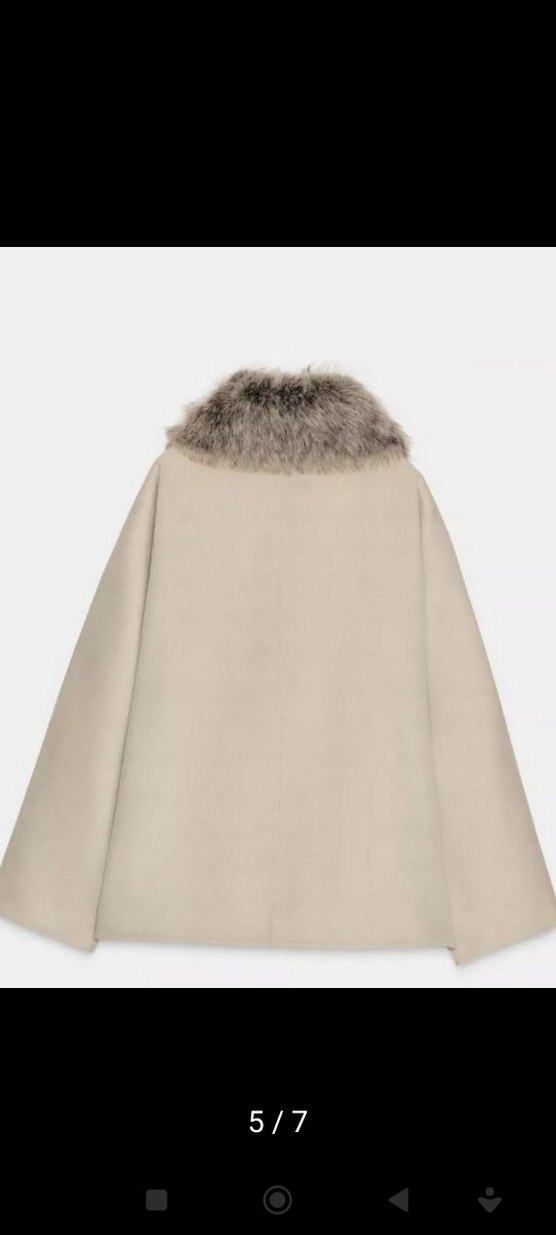 M beden Kürk Detaylı Bej Kadın Midi Kaban - Görsel 5