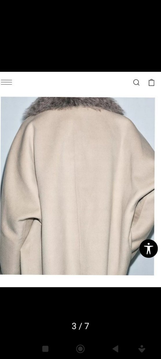 M beden Kürk Detaylı Bej Kadın Midi Kaban - Görsel 3