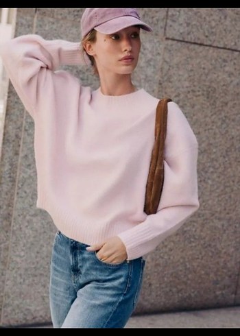 46/48 beden Pembe Yumuşak Triko Kazak - Görsel 2