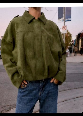 S beden süet görünümlü bomber ceket - Görsel 4